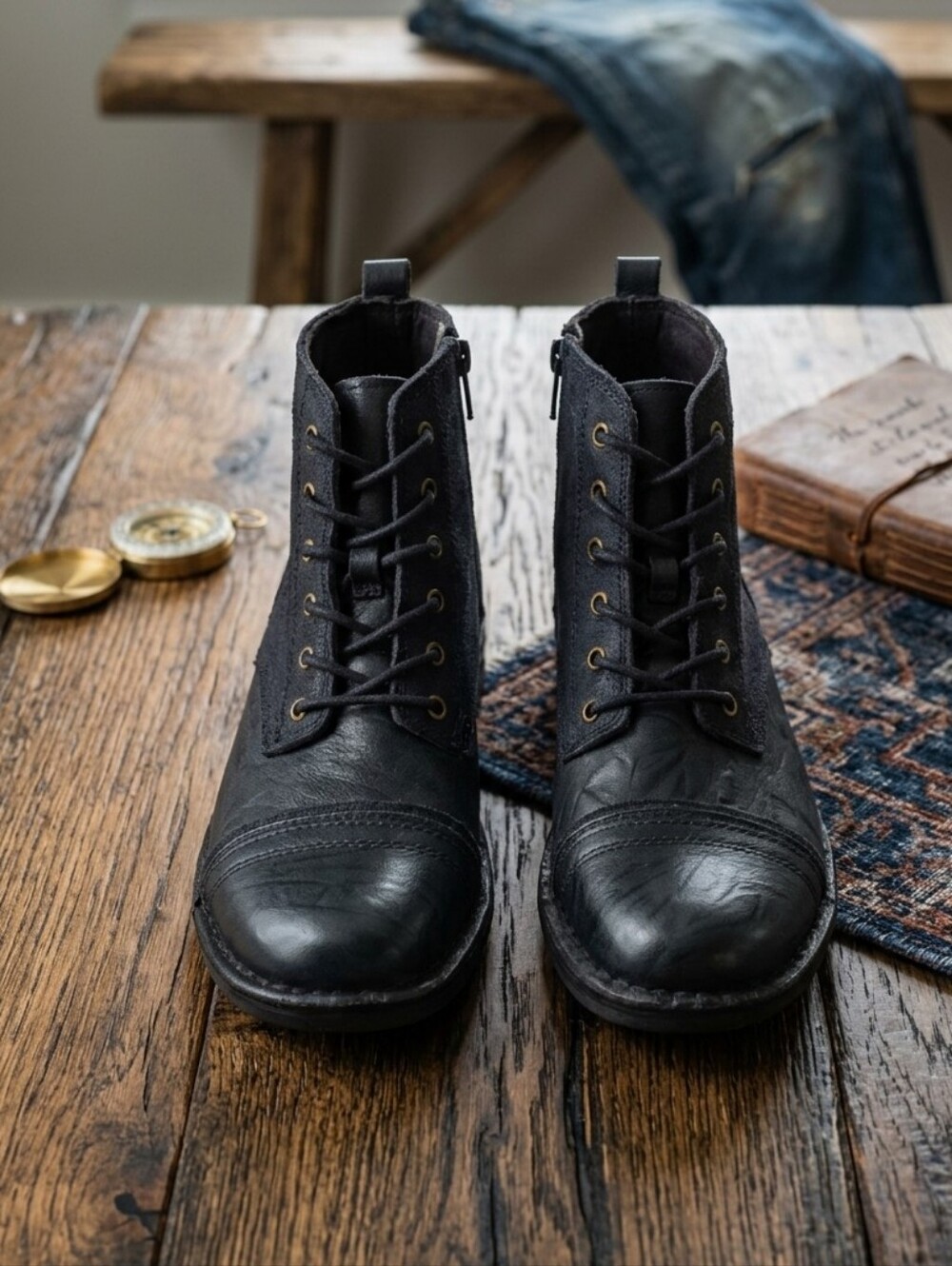 Clarks Whistle Mixed Media Lace-Up Combat Boots